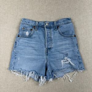 Levi’s Premium Ribcage Denim Shorts High Rise Distressed Size 23